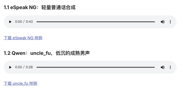 文章页面上的实际音频播放器