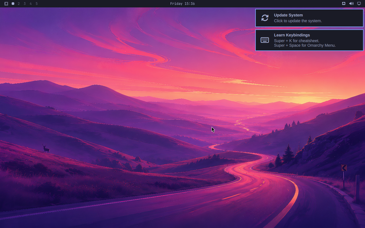 The Omarchy desktop actually running in this KubeVirt instance